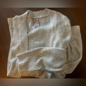 Vintage Sequin Silver Women's Cardigan Sweater  XL by White Stag. Gently Worn.